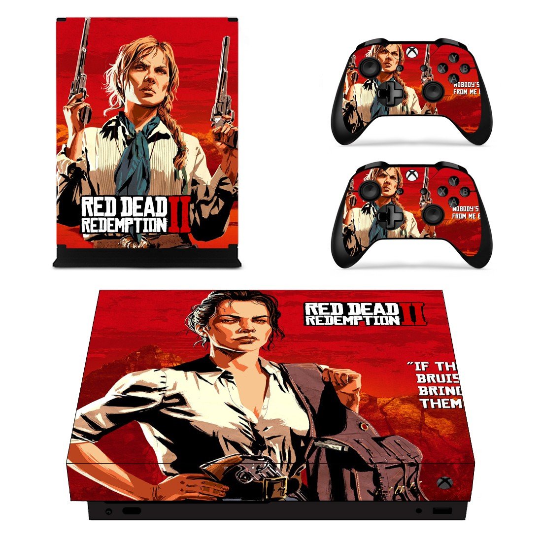 Red Dead Redemption 2 decal skin sticker for Xbox One X console and controllers
