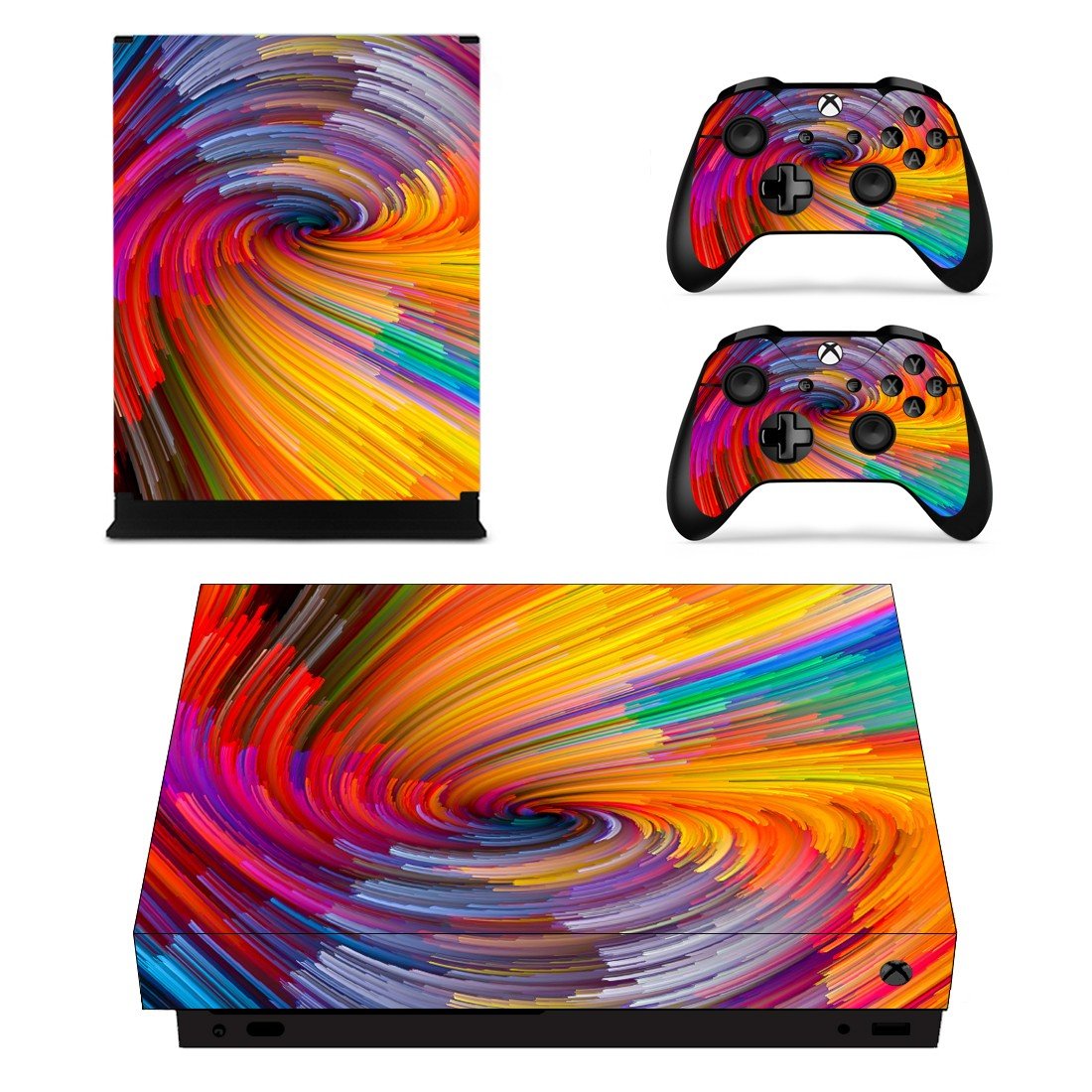 Spiral pattern decal skin sticker for Xbox One X console and controllers