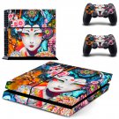 Floral girl decal skin sticker for PS4 console and controllers