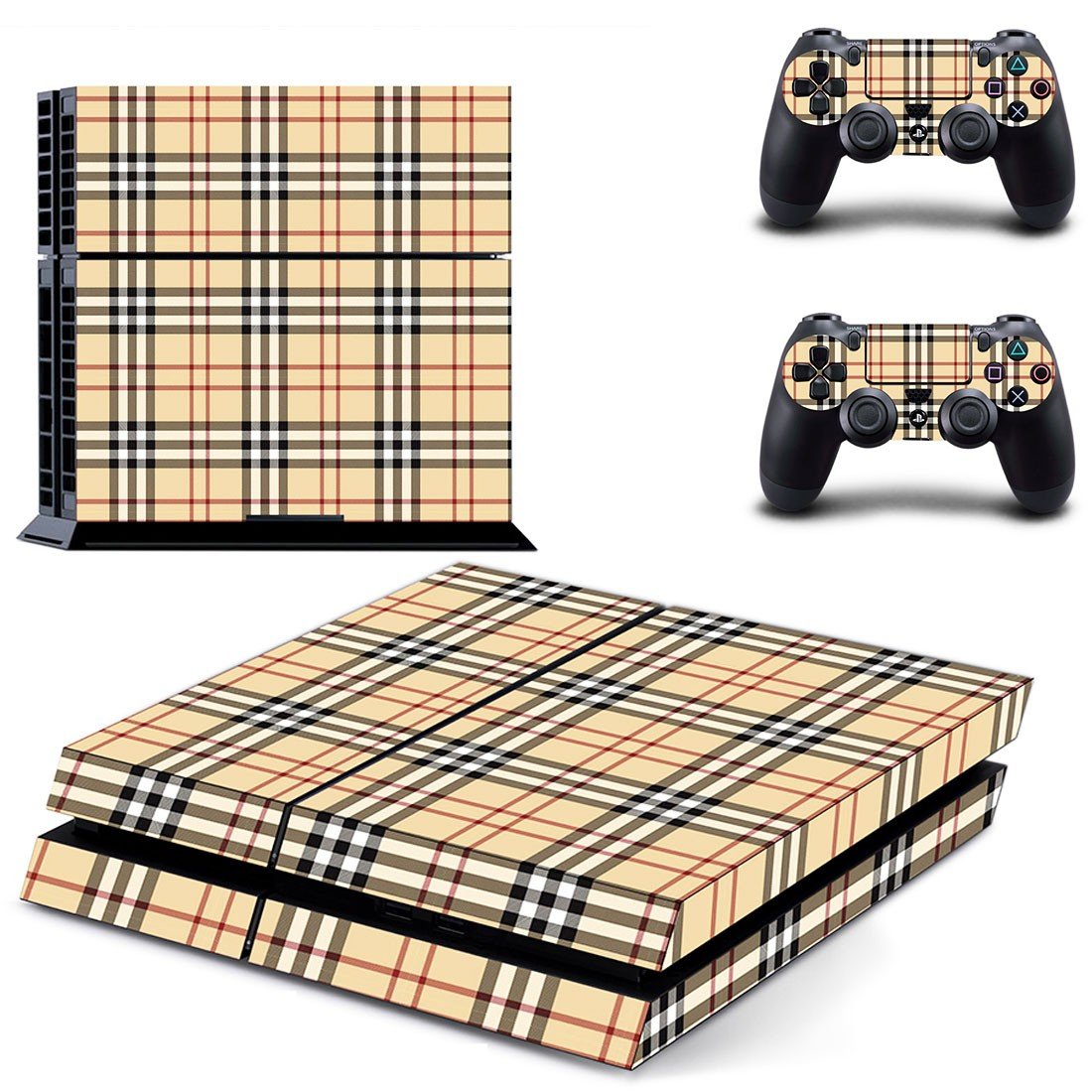 Tartan decal skin sticker for PS4 console and controllers