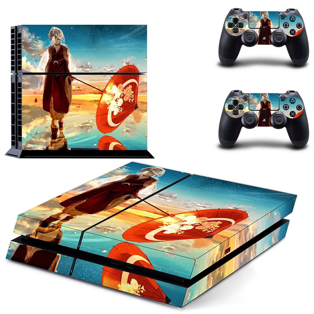 Anime water umbrella decal skin sticker for PS4 console and controllers