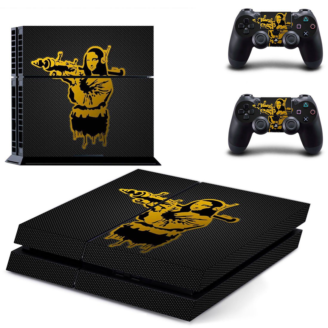 Mona lisa with bazooka decal skin sticker for PS4 console and controllers
