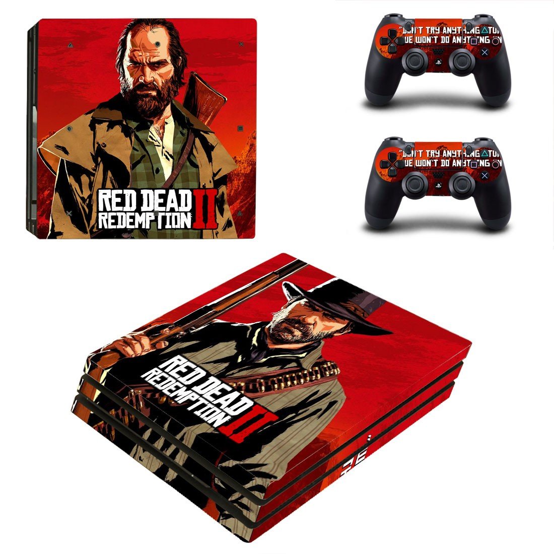Red Dead Redemption 2 decal skin sticker for PS4 Pro console and controllers