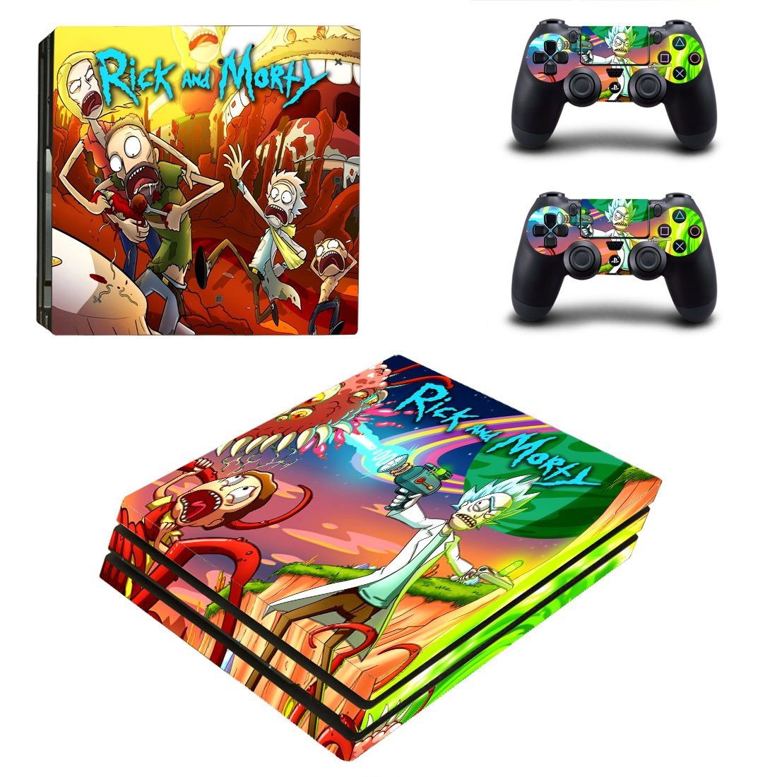 Rick and Morty decal skin sticker for PS4 Pro console and controllers