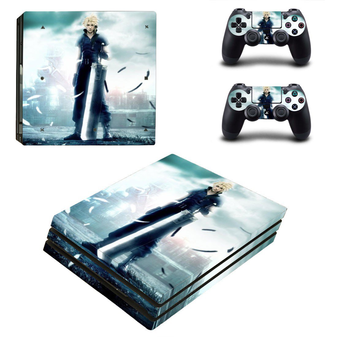 Final Fantasy 7 decal skin sticker for PS4 Pro console and controllers