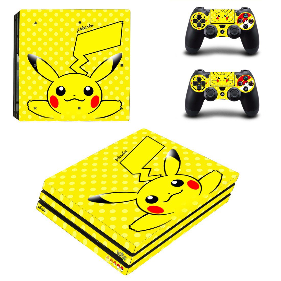 Pokemon go pikachu decal skin sticker for PS4 Pro console and controllers