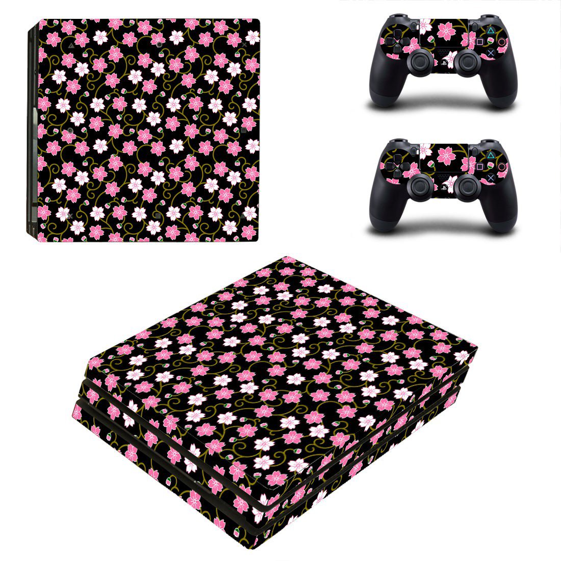 Floral Pattern decal skin sticker for PS4 Pro console and controllers