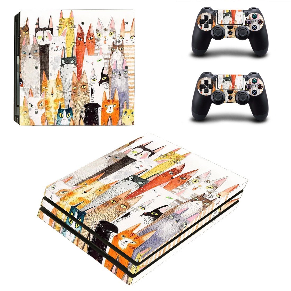 Cat face decal skin sticker for PS4 Pro console and controllers