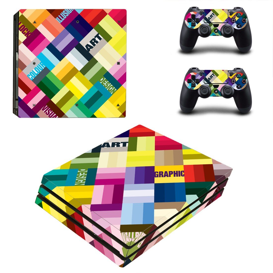 Tech wallpaper decal skin sticker for PS4 Pro console and controllers