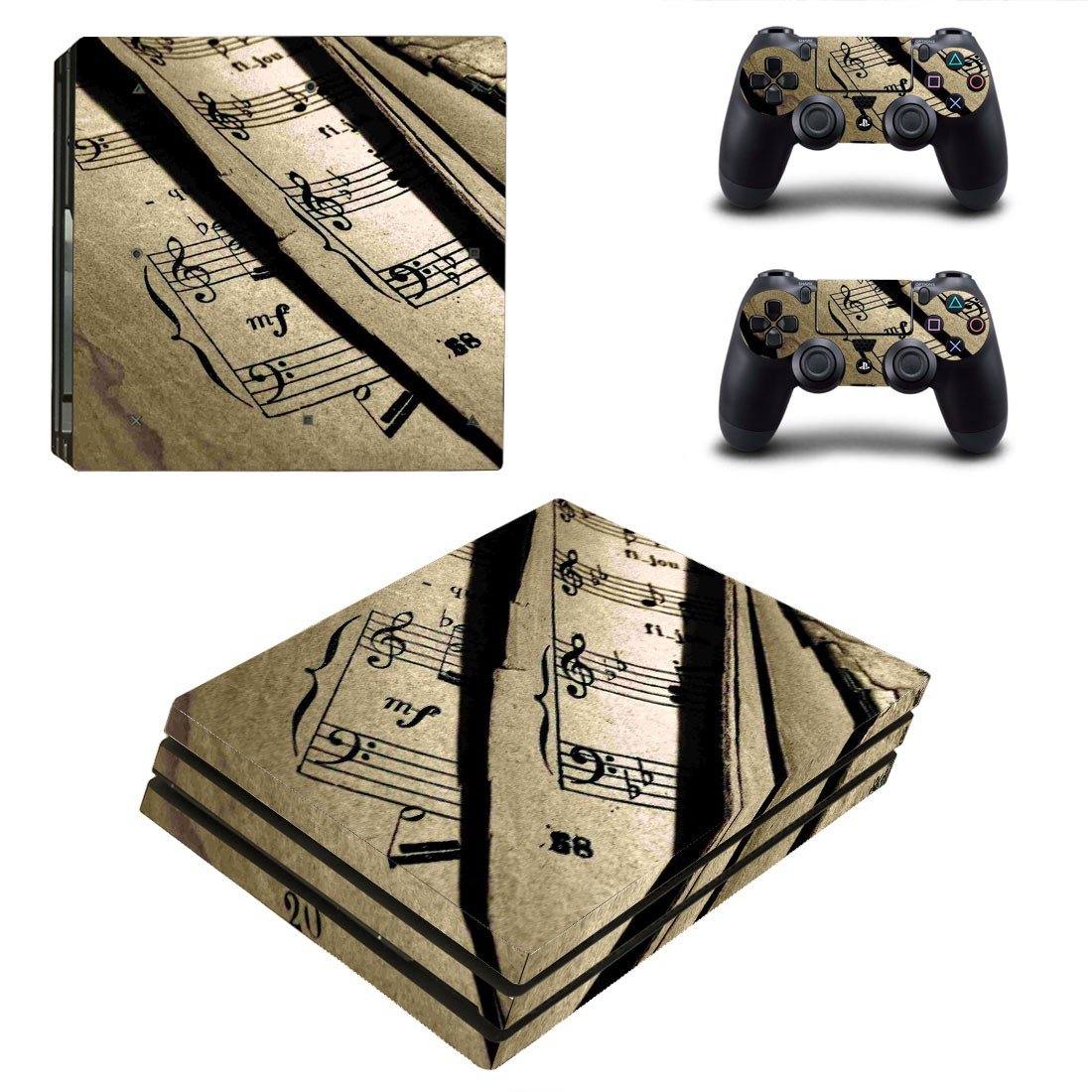 Music sheet decal skin sticker for PS4 Pro console and controllers