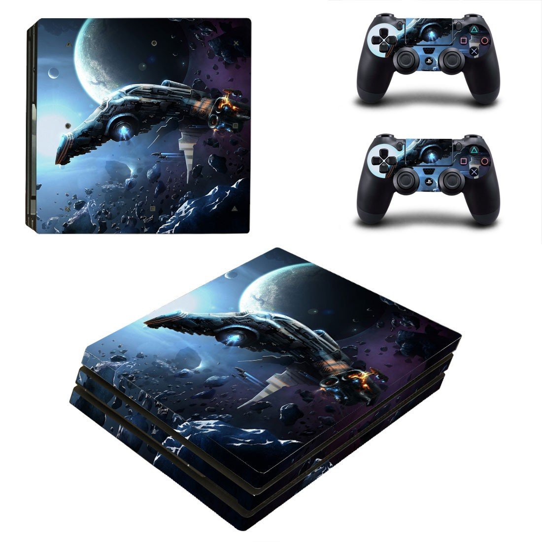 Tech wallpaper decal skin sticker for PS4 Pro console and controllers