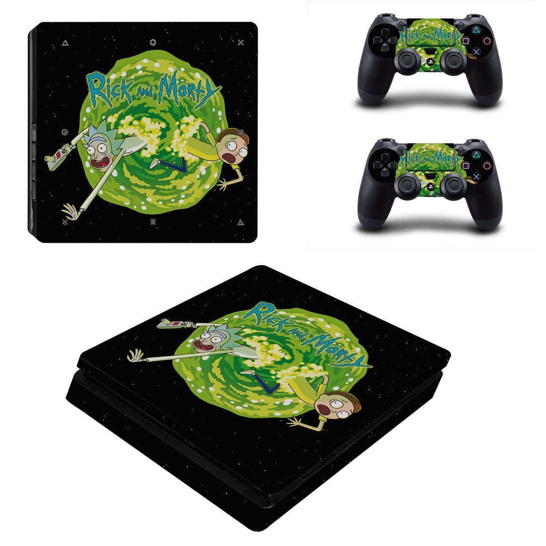 Rick and Morty decal skin sticker for PS4 Slim console and controllers