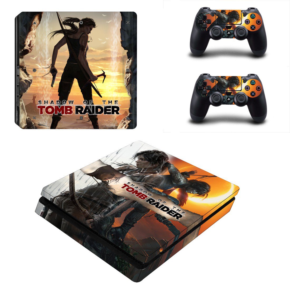 Tomb raider decal skin sticker for PS4 Slim console and controllers