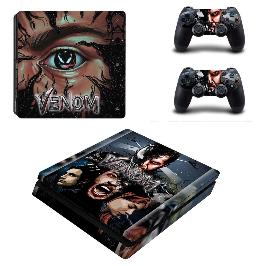 Venom decal skin sticker for PS4 Slim console and controllers