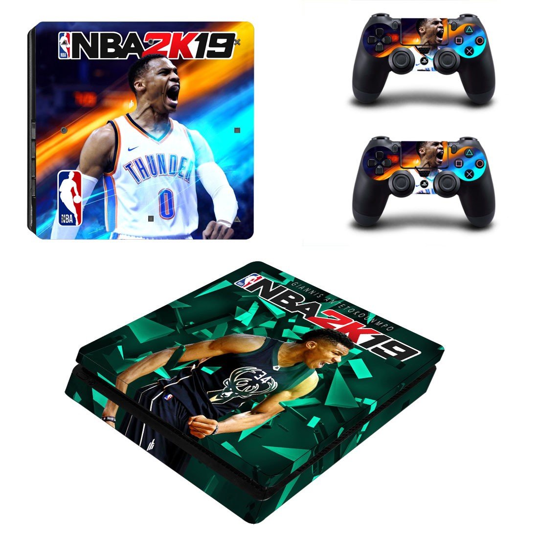 NBA 2K19 decal skin sticker for PS4 Slim console and controllers