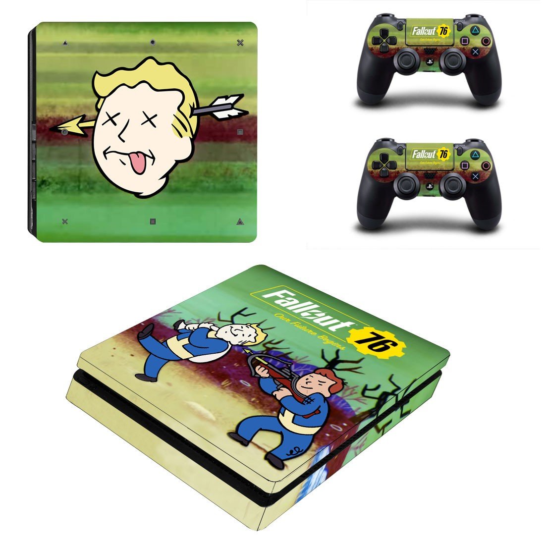 Fallout 76 decal skin sticker for PS4 Slim console and controllers