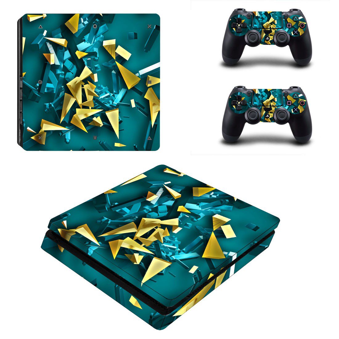 Tech wallpaper decal skin sticker for PS4 Slim console and controllers