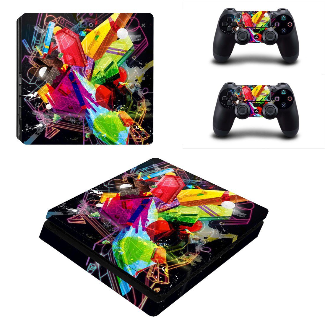 Tech wallpaper decal skin sticker for PS4 Slim console and controllers