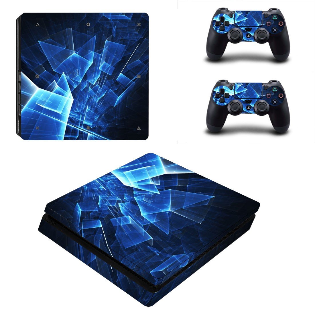 Tech wallpaper decal skin sticker for PS4 Slim console and controllers