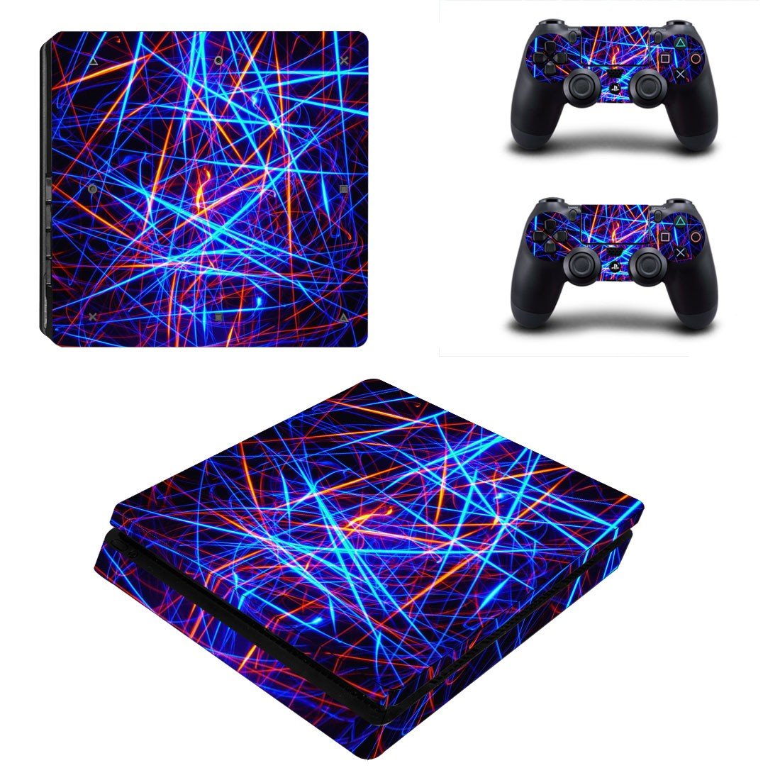Tech wallpaper decal skin sticker for PS4 Slim console and controllers
