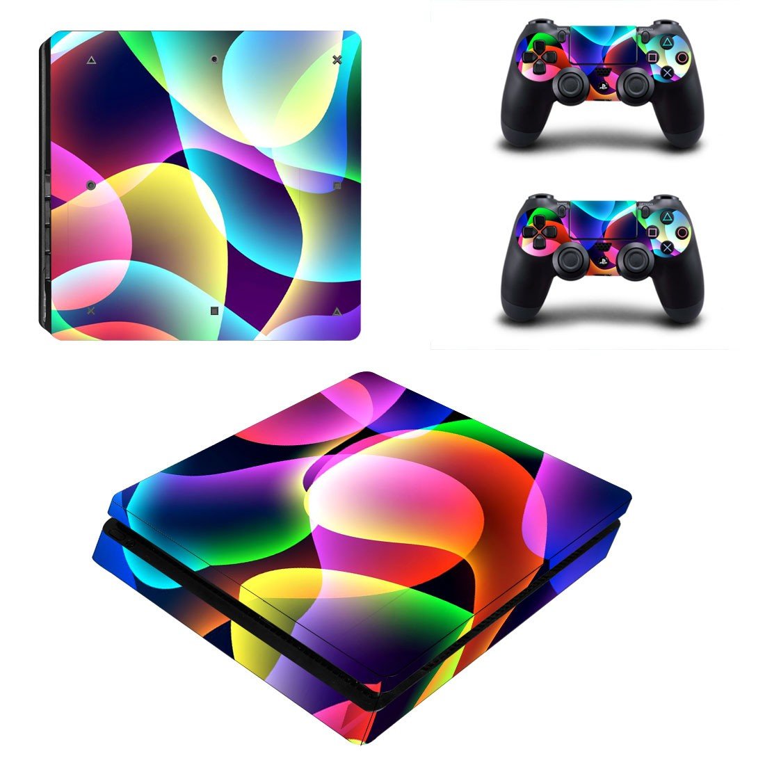 Tech wallpaper decal skin sticker for PS4 Slim console and controllers