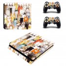 Cat face decal skin sticker for PS4 Slim console and controllers