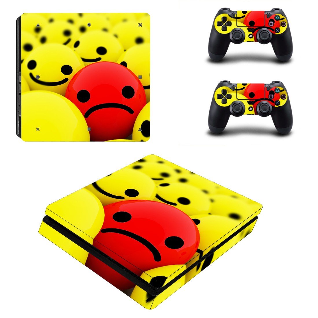 Emoji decal skin sticker for PS4 Slim console and controllers