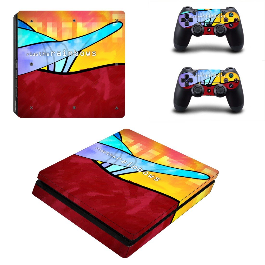 Ride the rainbows decal skin sticker for PS4 Slim console and controllers