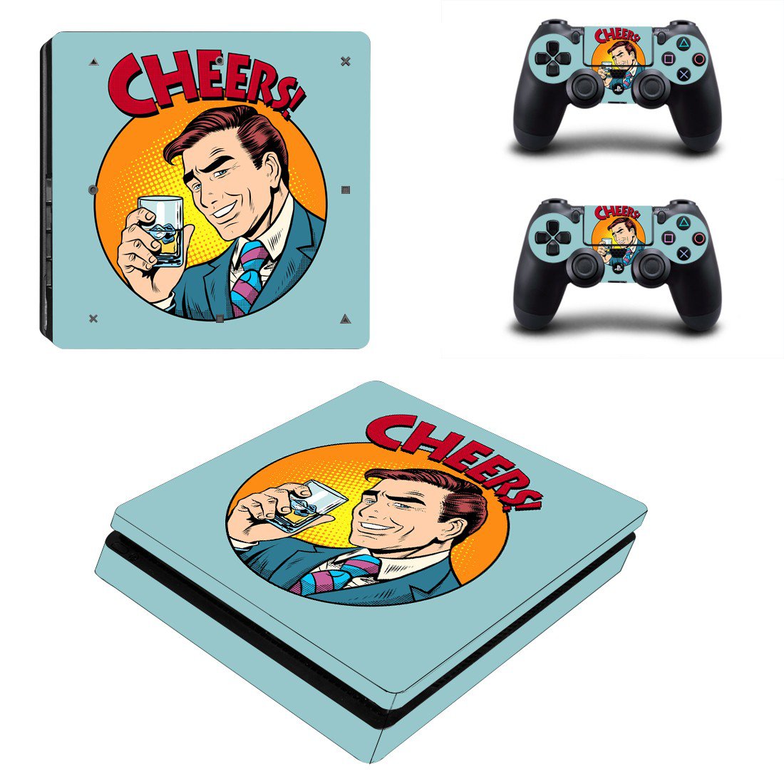 Drinks pop art decal skin sticker for PS4 Slim console and controllers