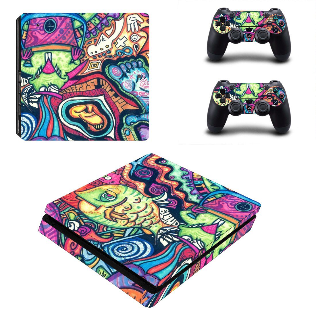 Hippie wallpaper decal skin sticker for PS4 Slim console and controllers
