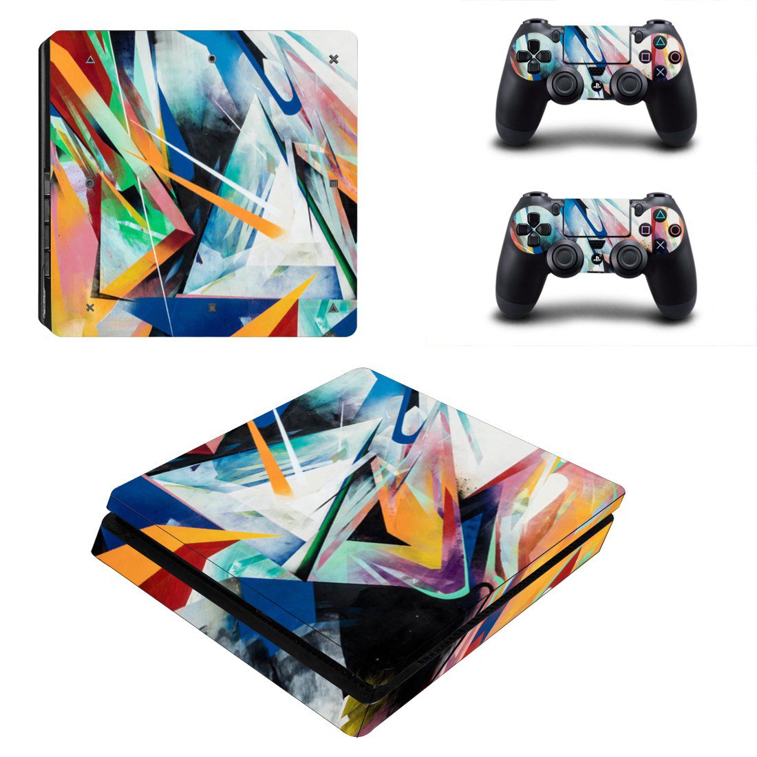 Tech wallpaper decal skin sticker for PS4 Slim console and controllers
