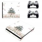 Chinese architecture decal skin sticker for PS4 Slim console and controllers