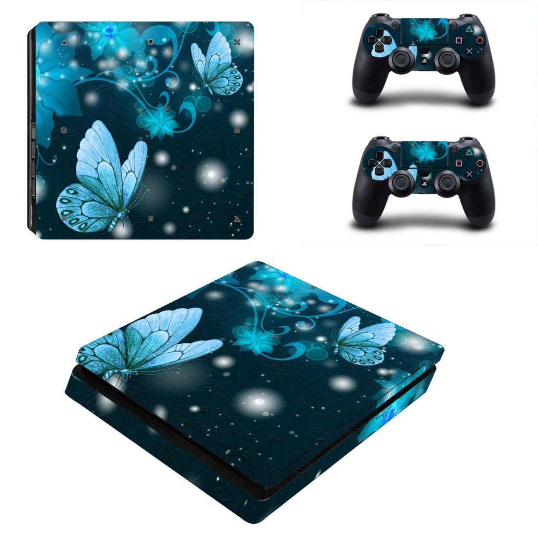 Butterflies decal skin sticker for PS4 Slim console and controllers