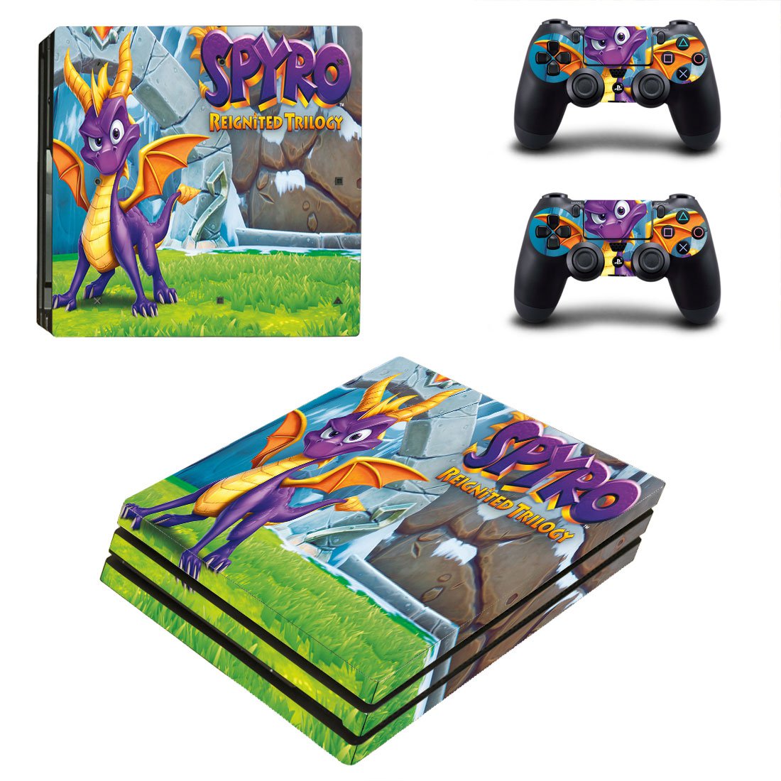 Spyro reignited trilogy decal skin sticker for PS4 Pro console and controllers
