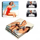 Vintage American girl decal skin sticker for PS4 Pro console and controllers