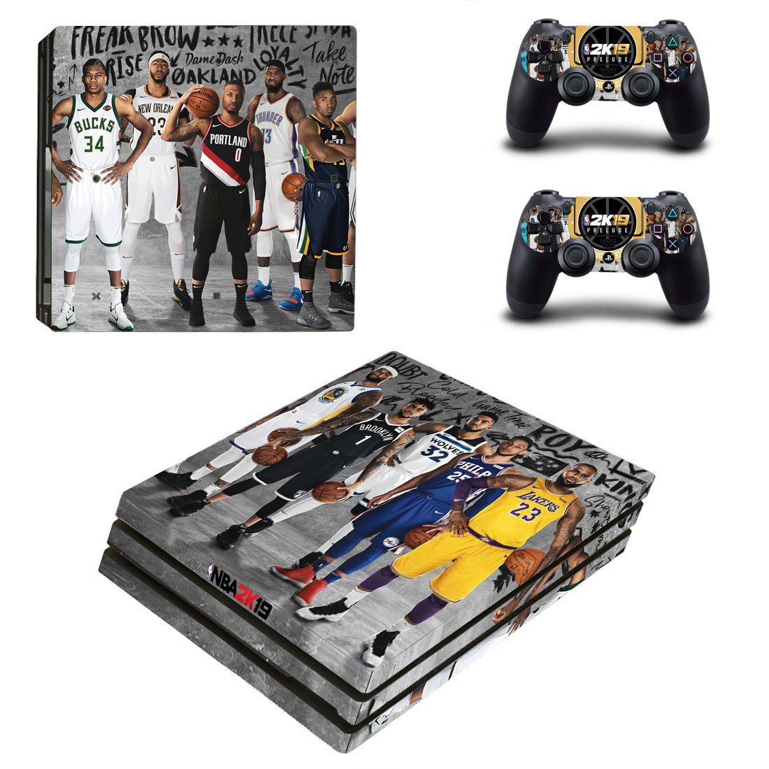 NBA 2K19 decal skin sticker for PS4 Pro console and controllers