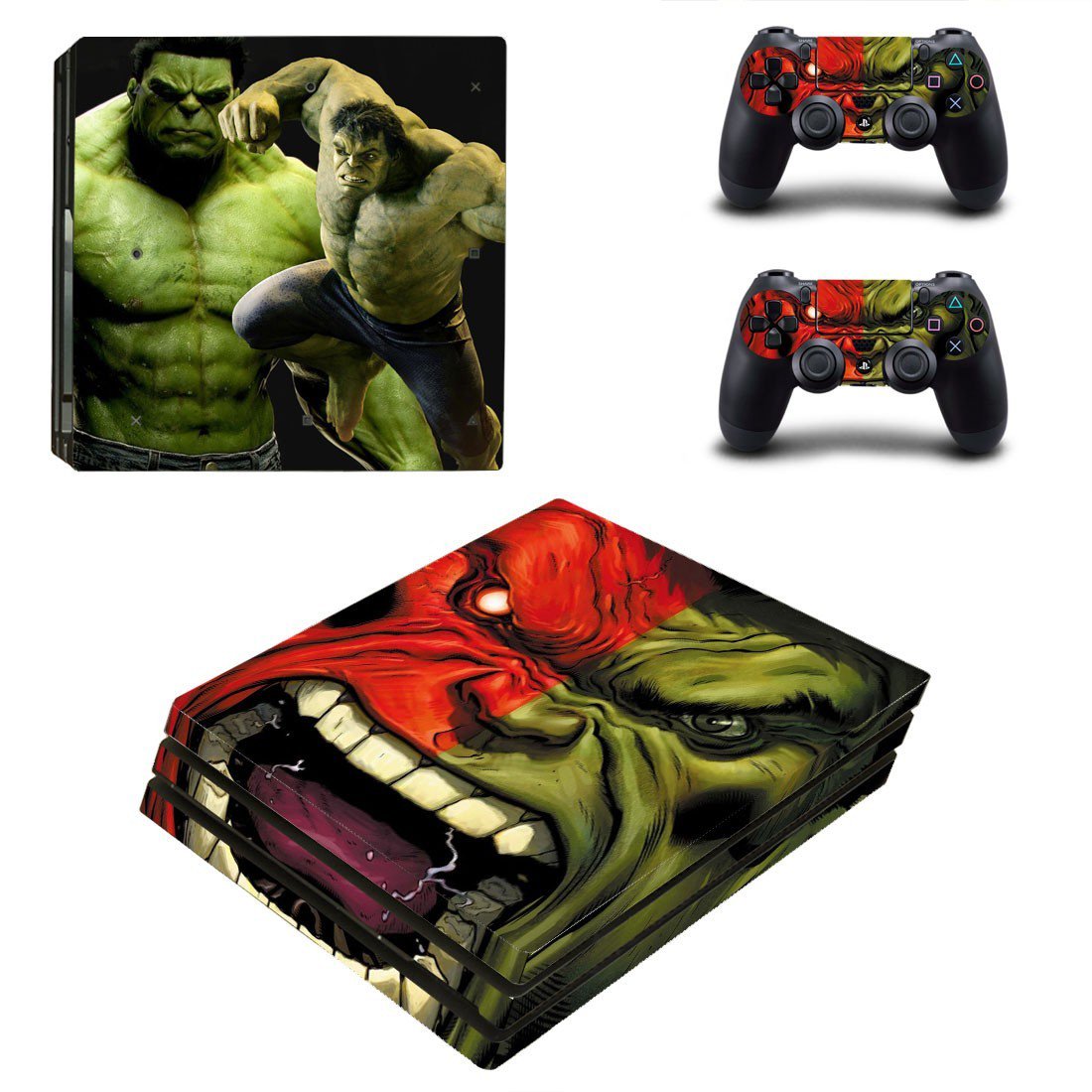 Green Hulk decal skin sticker for PS4 Pro console and controllers