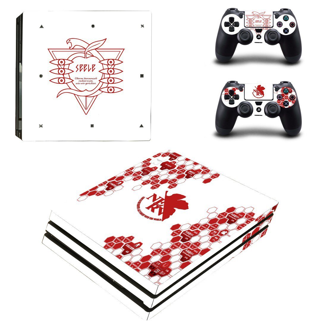 NERV decal skin sticker for PS4 Pro console and controllers
