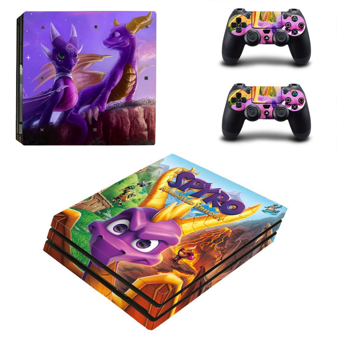 Spyro decal skin sticker for PS4 Pro console and controllers