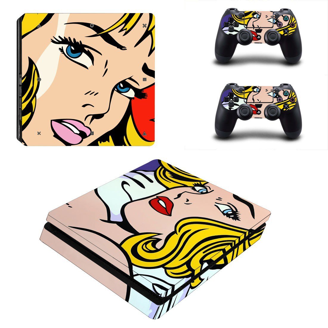 Roy Lichtenstein decal skin sticker for PS4 Slim console and controllers