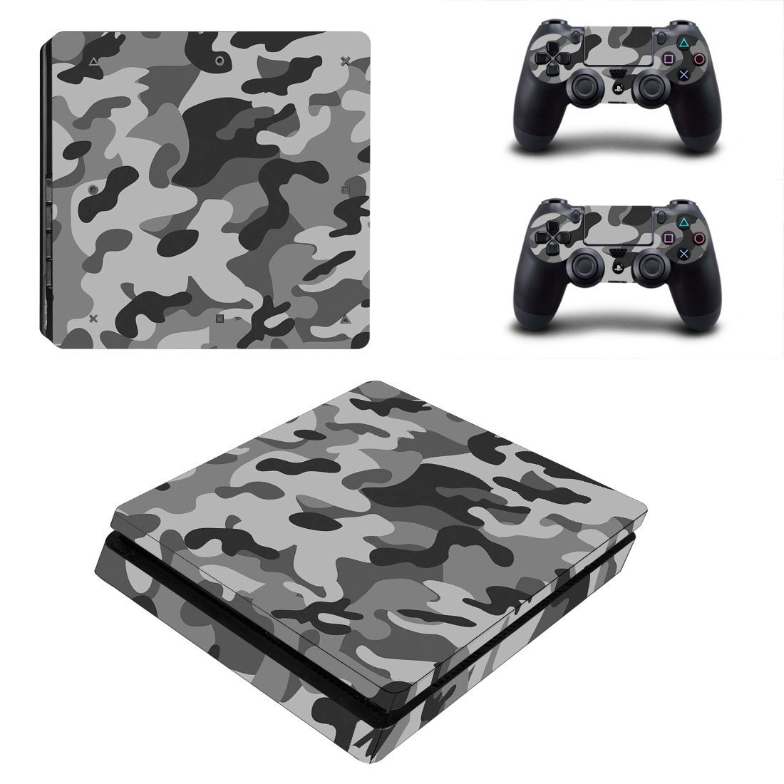 Camouflage decal skin sticker for PS4 Slim console and controllers
