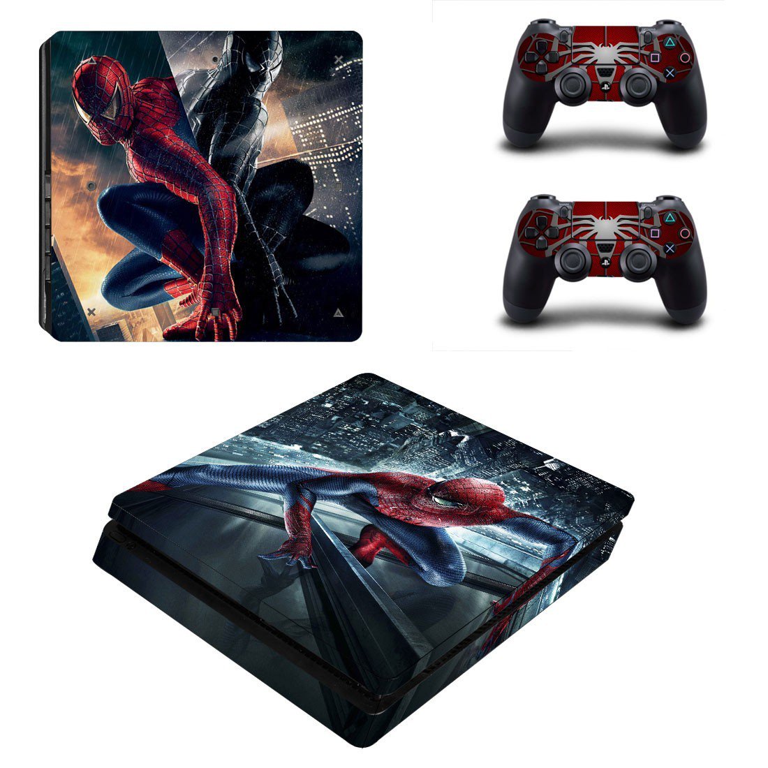 Spider Man decal skin sticker for PS4 Slim console and controllers