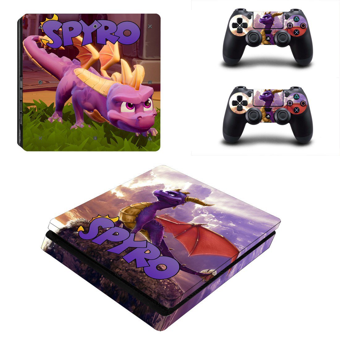 Spyro decal skin sticker for PS4 Slim console and controllers