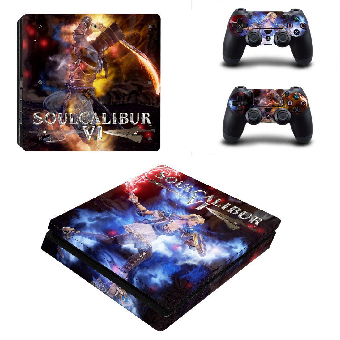 Soulcalibur 6 decal skin sticker for PS4 Slim console and controllers