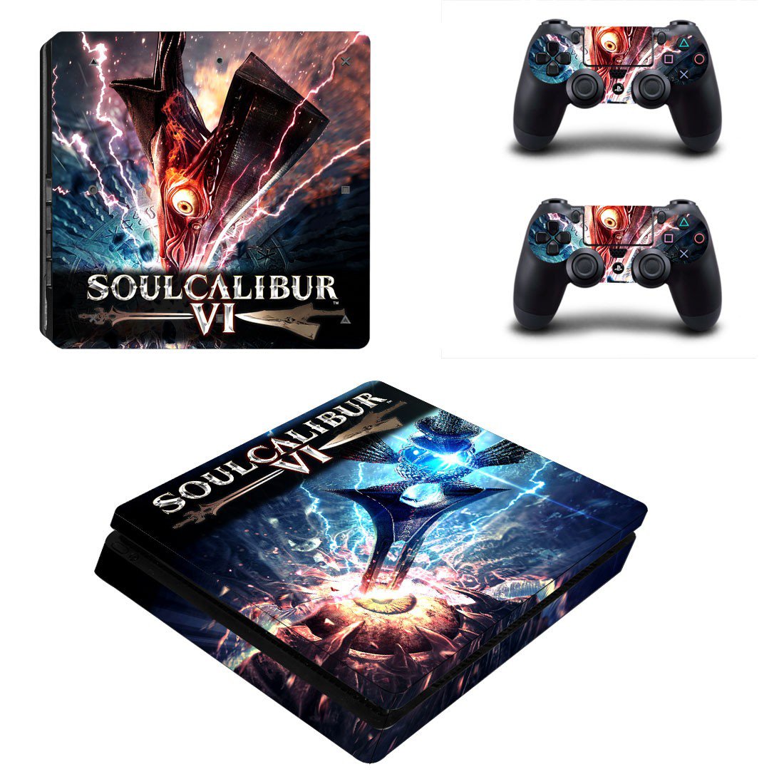 Soulcalibur 6 decal skin sticker for PS4 Slim console and controllers