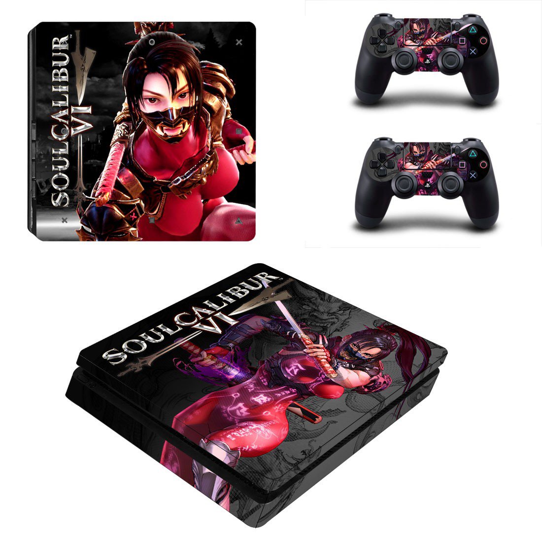 Soulcalibur 6 decal skin sticker for PS4 Slim console and controllers
