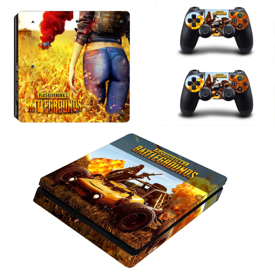 Playerunknown's Battlegrounds decal skin sticker for PS4 Slim console and controllers
