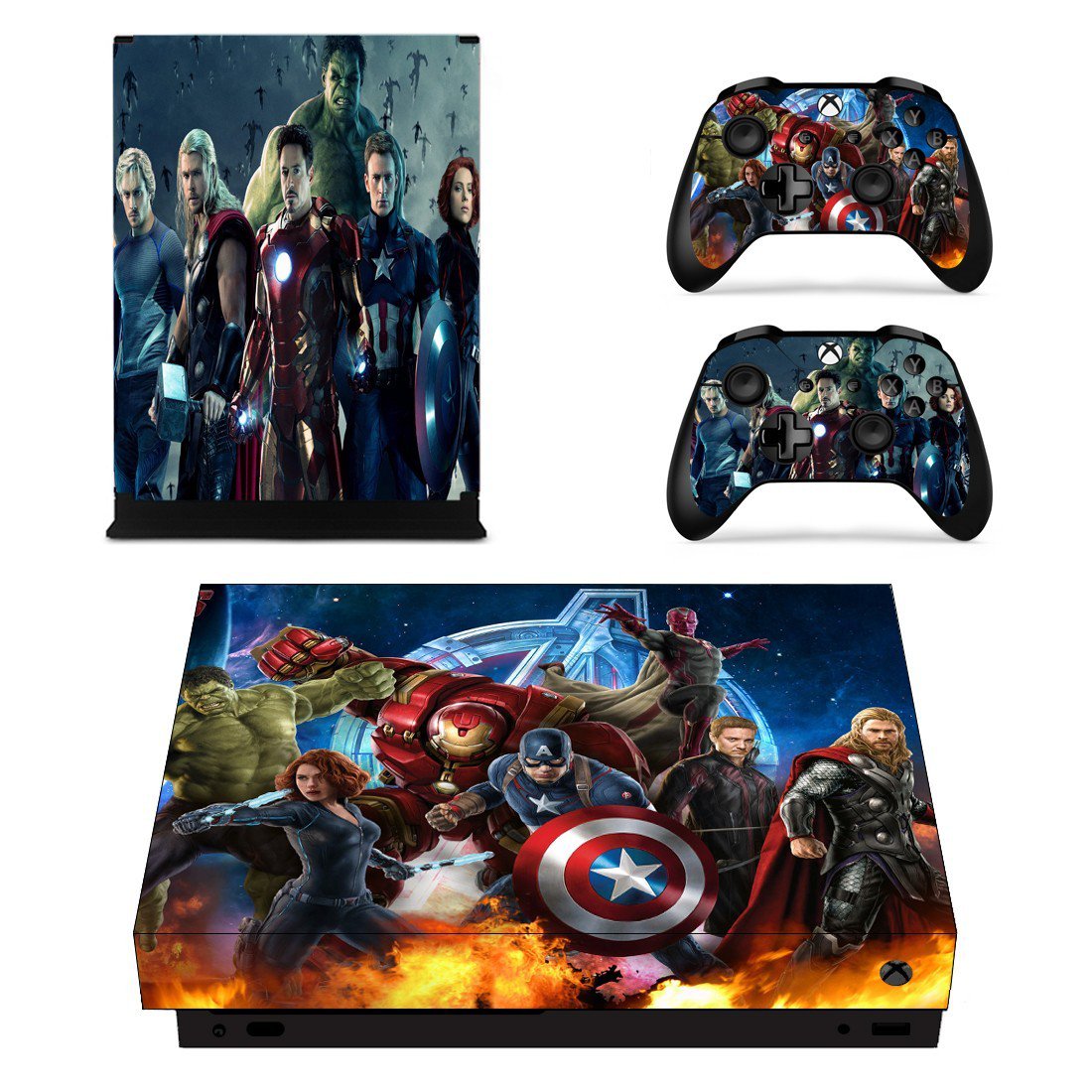 Super Heroes decal skin sticker for Xbox One X console and controllers