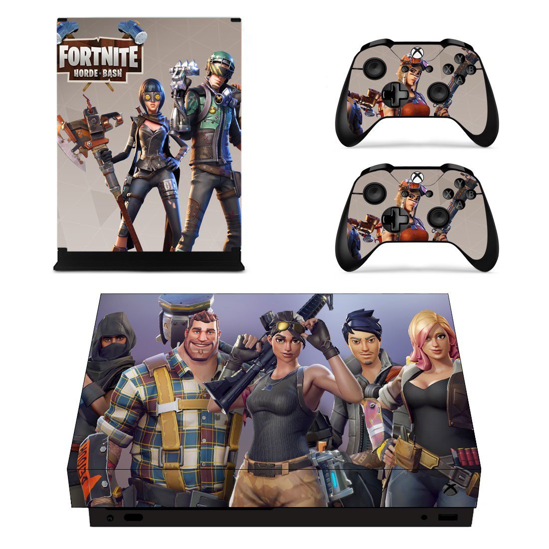 Fortnite horde bash decal skin sticker for Xbox One X console and controllers