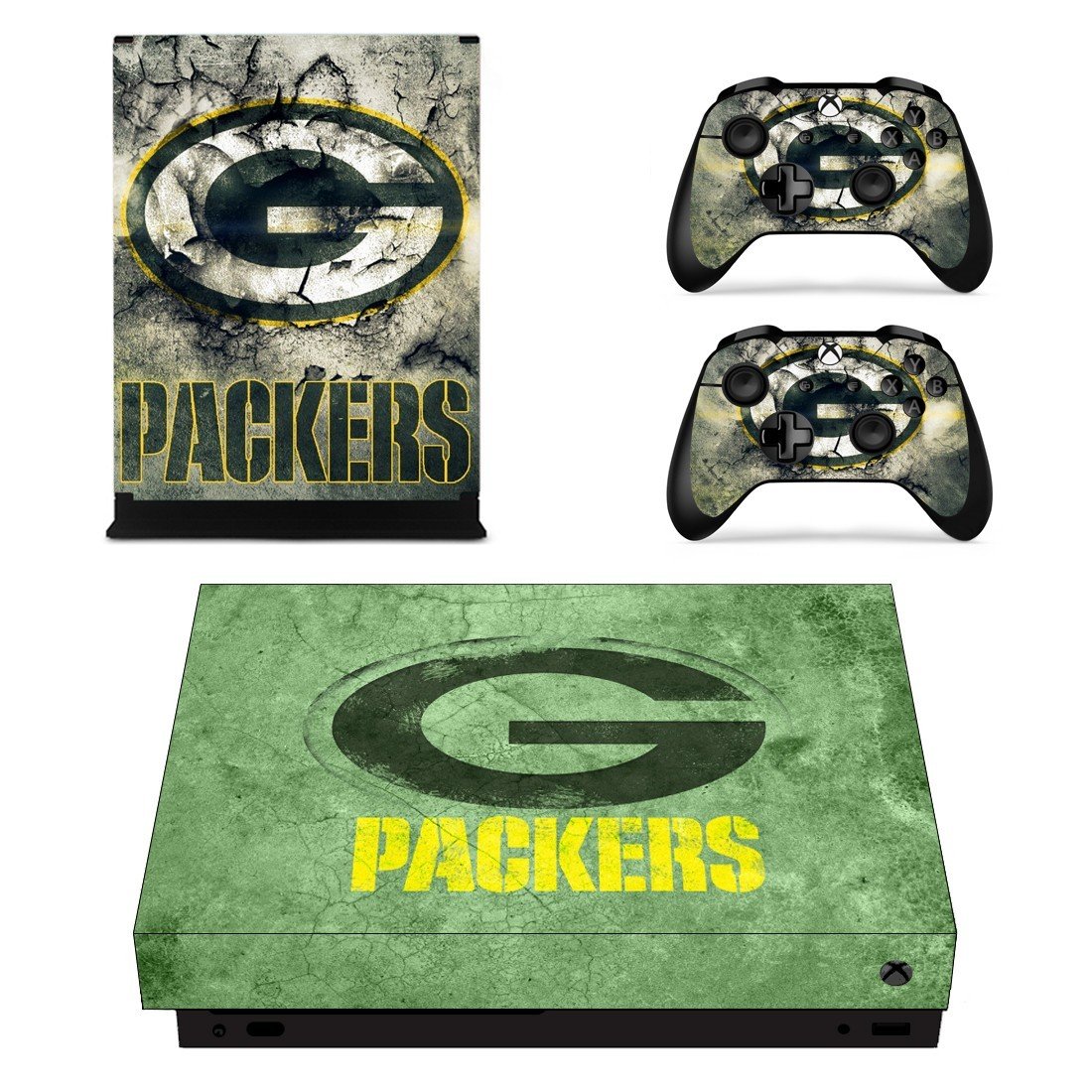 Green bay packers decal skin sticker for Xbox One X console and controllers